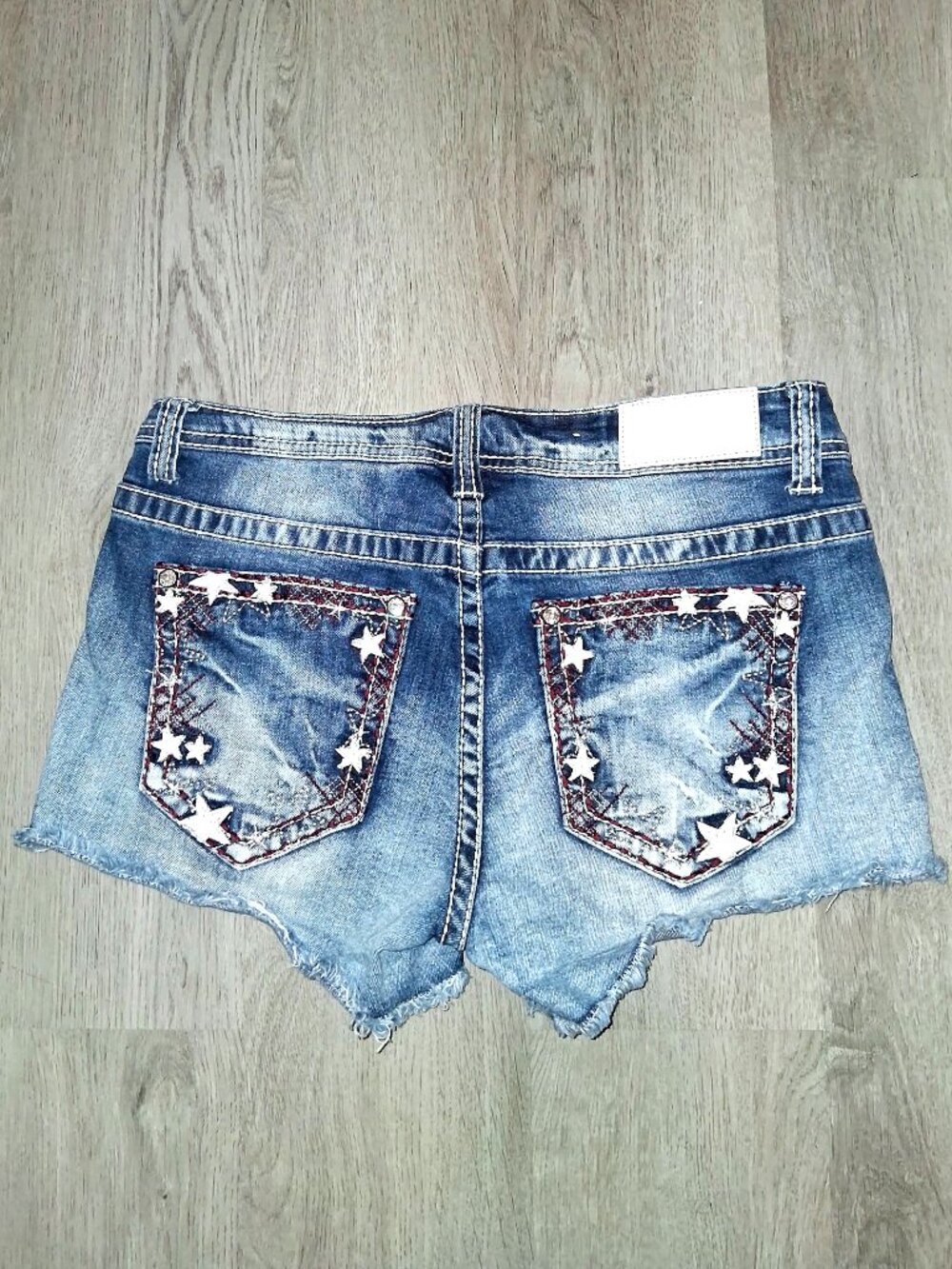 Shyanne Jean Shorts Size 29 Rhinestone Bling American Flag Patriotic Distressed